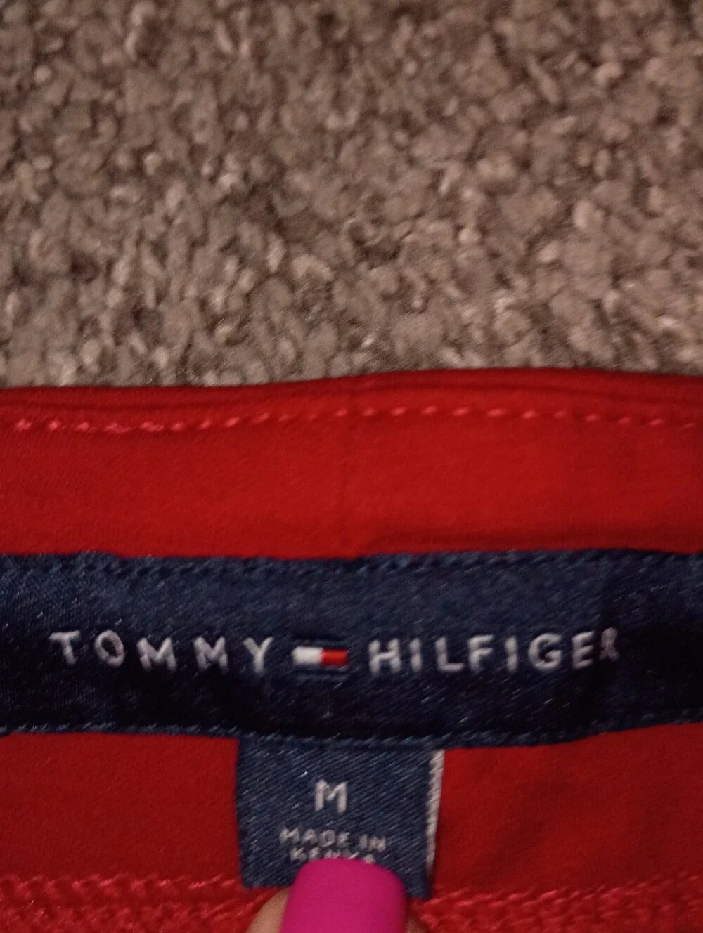 🍒 Tommy Hilfiger Red pants with Signature gold Trim